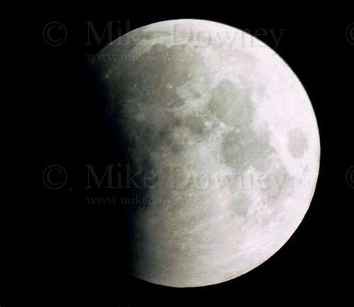 Partially eclipsed moon