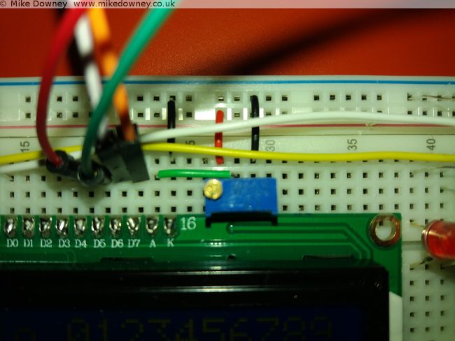 Wiring up the LCD1602 display