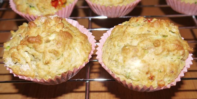 Courgette, parmesan and tomato muffins