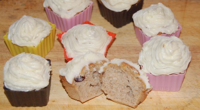 Cranberry Muffins with cream cheese frosting