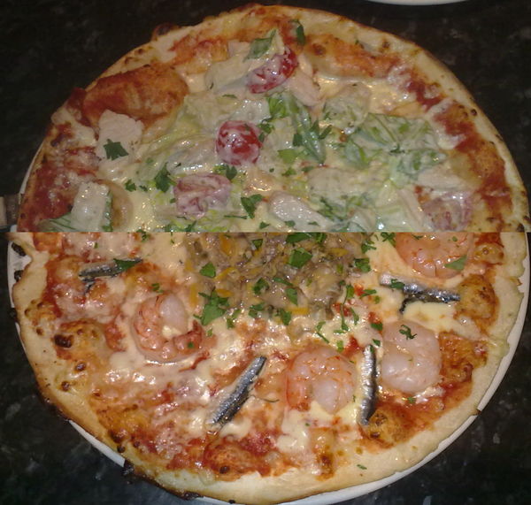Composite of 2 pizzas