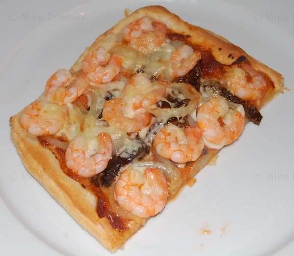 Prawn and smoked sheep's cheese tart