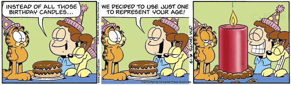 garfield with birthday cake